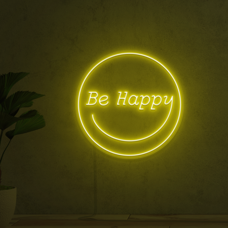 Be Happy Smiley Neon Sign