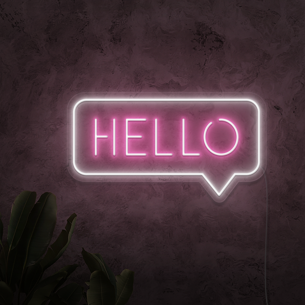  Cursive Hello Text 15 inch Light Pink Indoor Wall