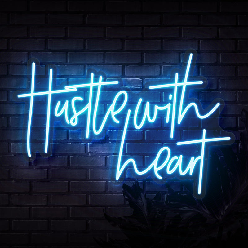Hustle With Heart Neon Sign - Sketch & Etch Neon